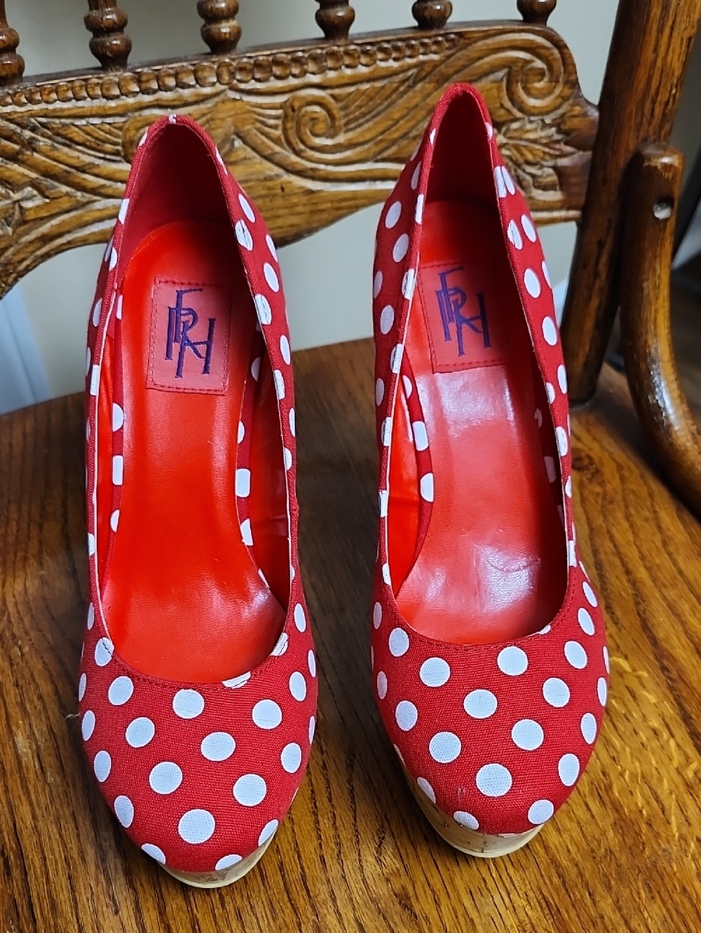 FRH Red and White Polka Dot Pumps